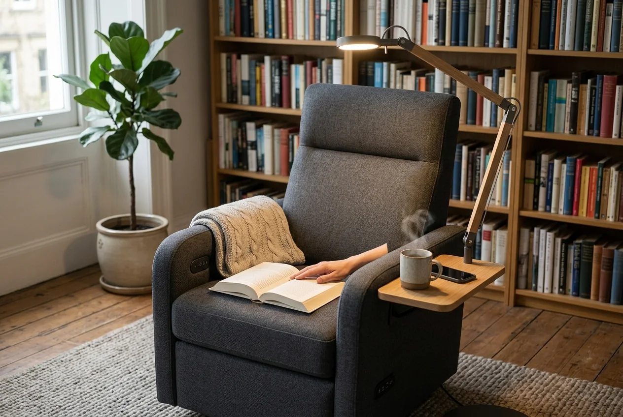 Hovelae Smart Reading Chair with Adjustable Floor Light - Image 3