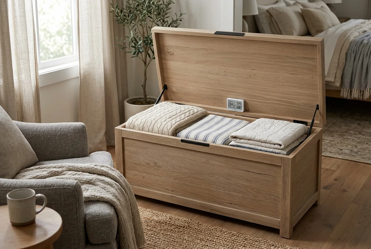 Hovelae Connected Blanket Storage Chest with Humidity Monitor - Image 3