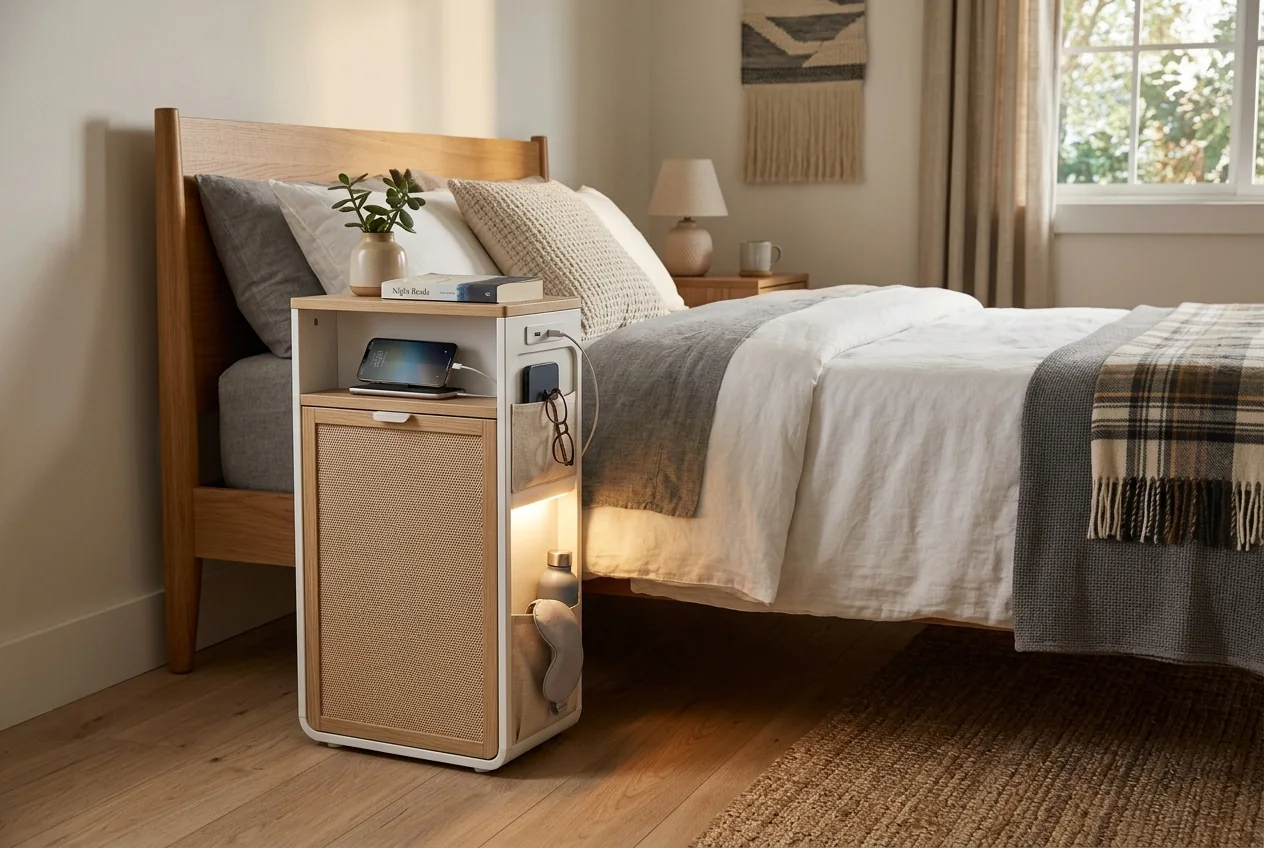Hovelae Connected Bedside Storage Tower with Soft Night Light - Image 3