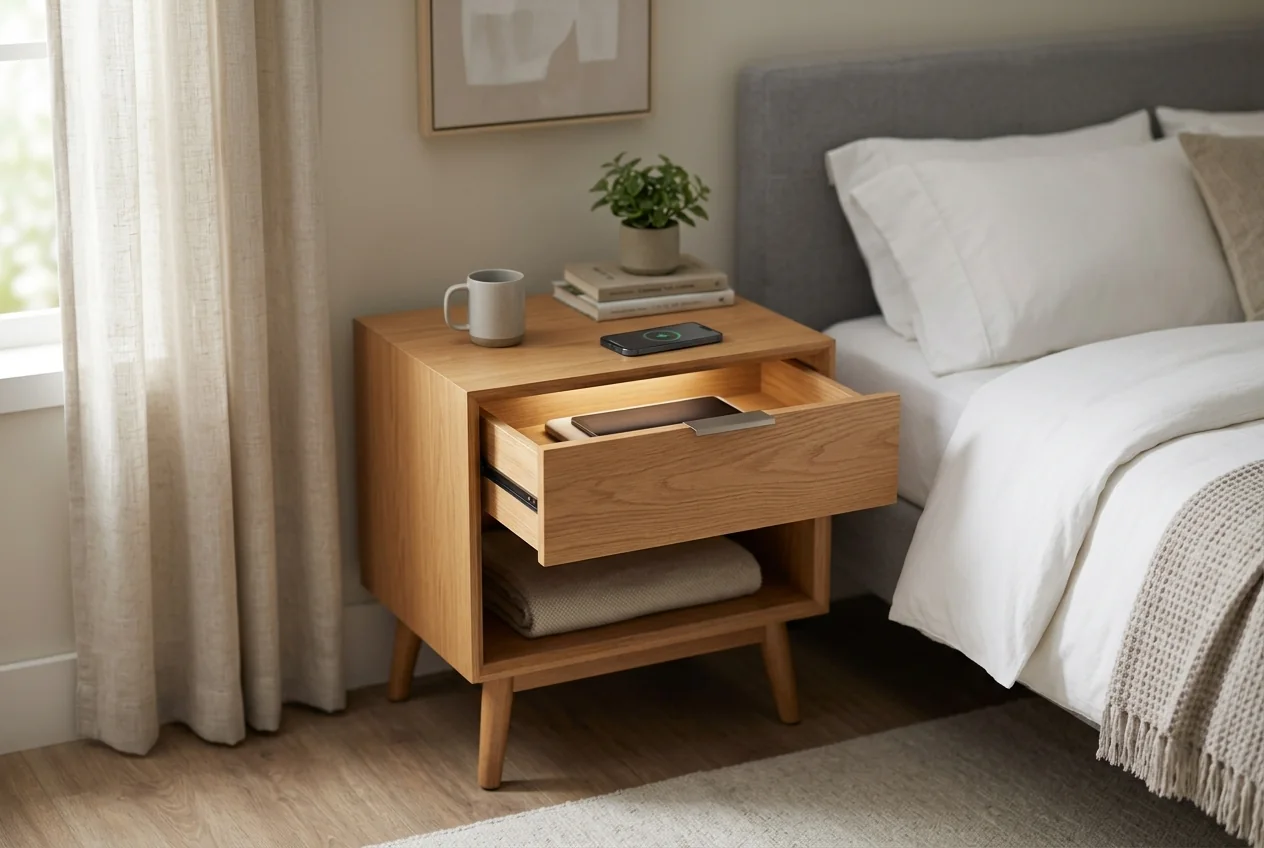 Hovelae Connected Nightstand with Wireless Charging Drawer - Image 3