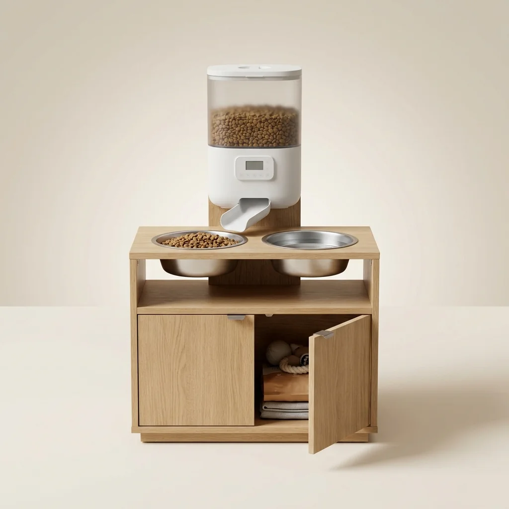 Hovelae Connected Pet Feeding Station with Timed Storage