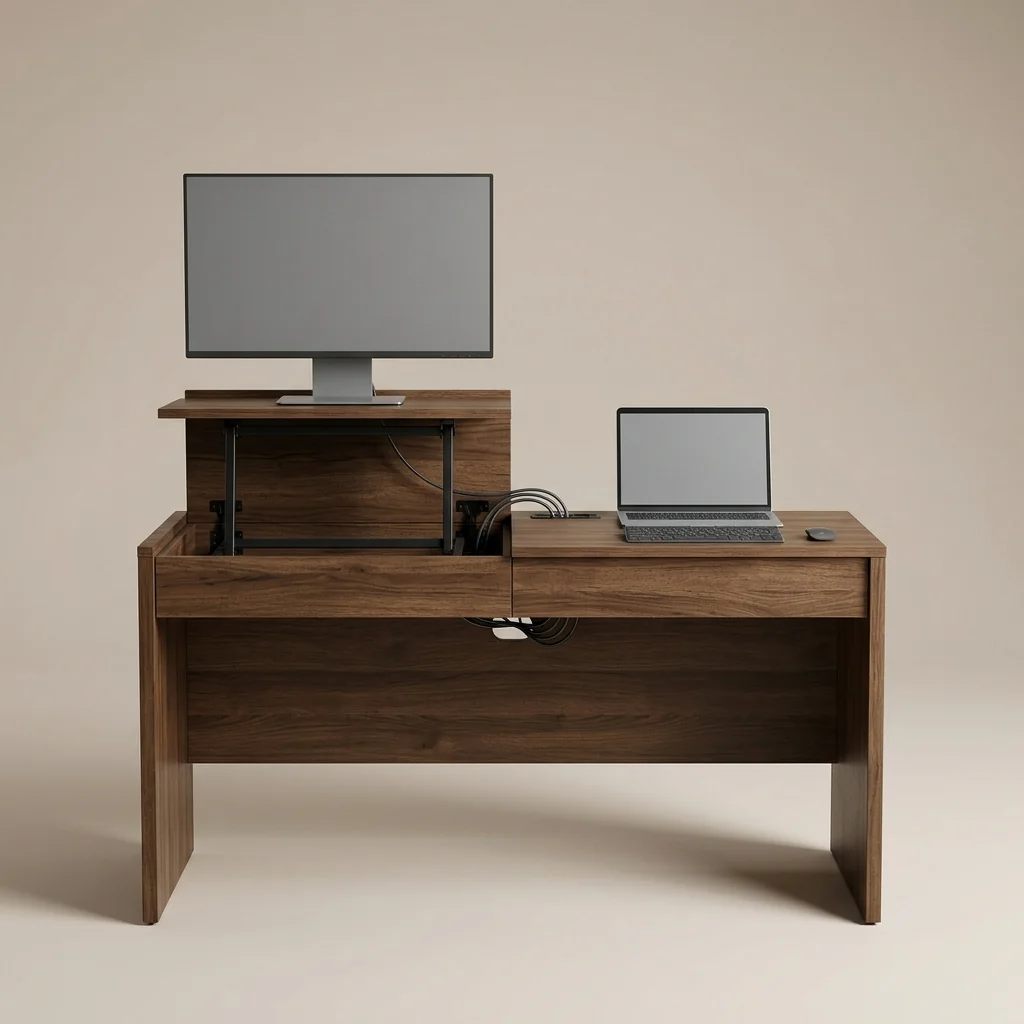 Hovelae Smart Console Desk with Hidden Monitor Lift