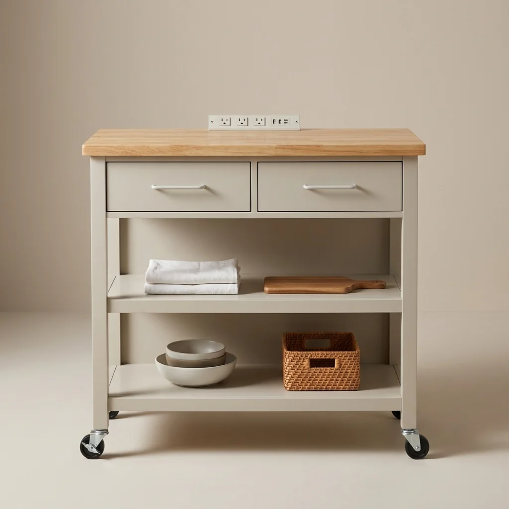 Hovelae Connected Kitchen Island Cart with Power Hub