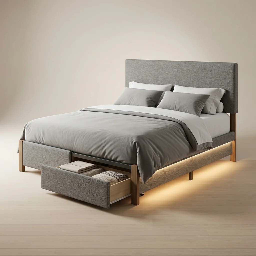 Hovelae Smart Storage Bed Frame with Underbed Lighting