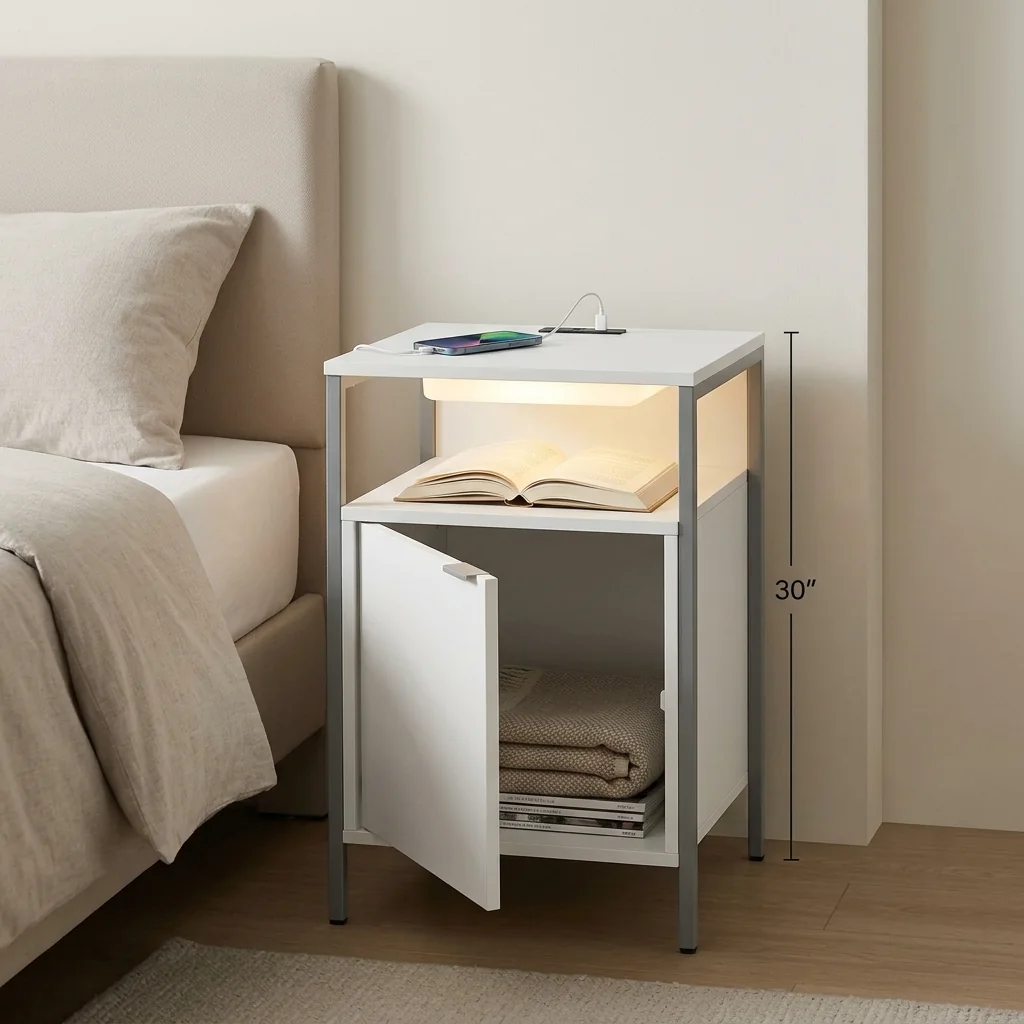 Hovelae Connected Bedside Storage Tower with Soft Night Light - Image 4