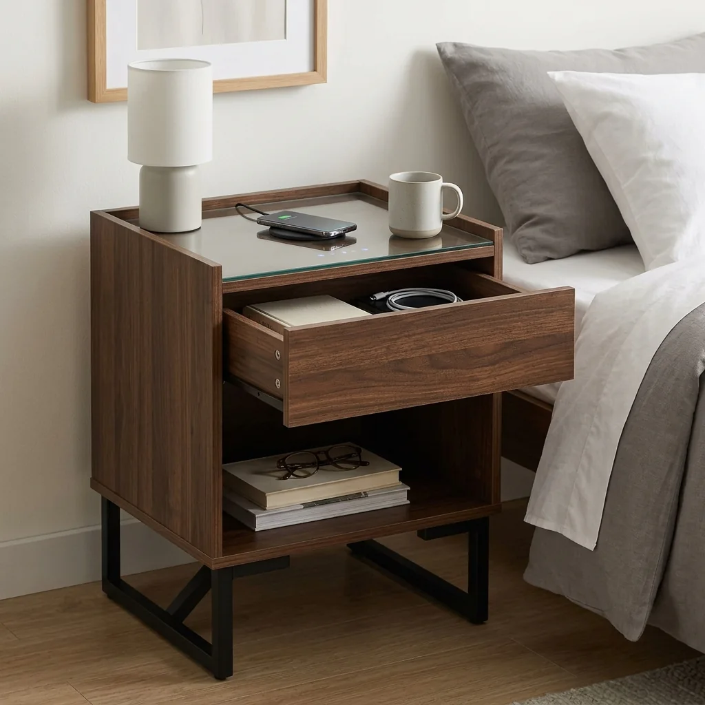 Hovelae Connected Nightstand with Wireless Charging Drawer - Image 4